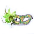 thumbnail image 1 of Disfraz de Halloween de media cara de plástico con estampado floral verde, 1 of 1