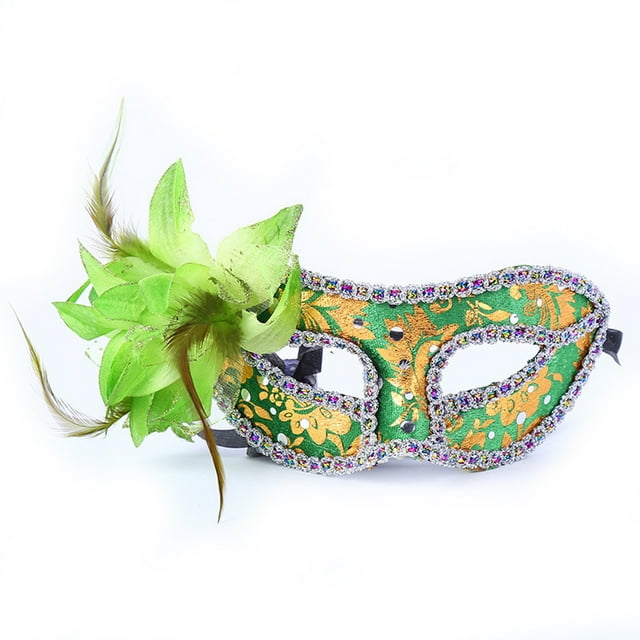 Disfraz de Halloween de media cara de plástico con estampado floral verde