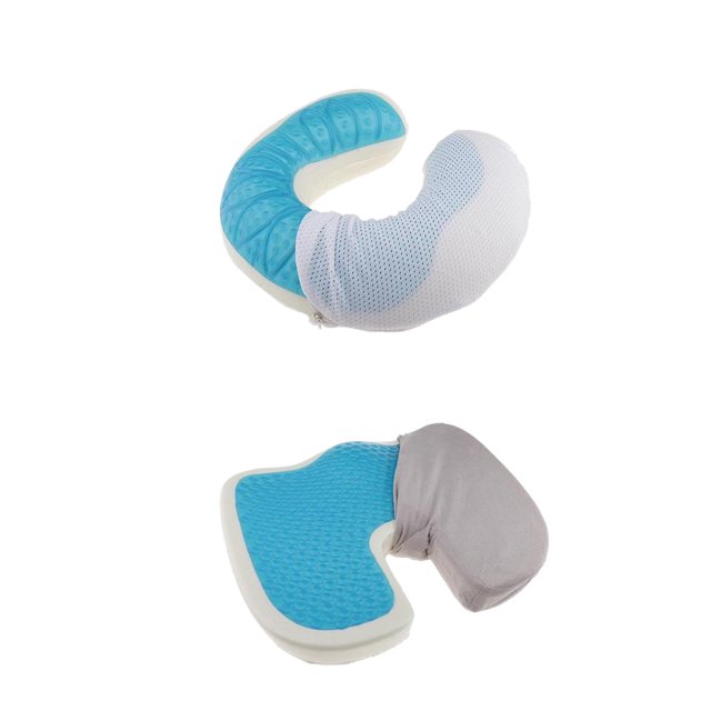 Almohadilla de Cuello de de Coche Memoria de Viaje Gel de Espuma + ín de Asiento Cóccix édico Almohadilla de Silla de Oficina Sunnimix Cojín para asiento