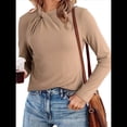 thumbnail image 3 of Blusas de Mujer de Larga Térmicas con Nudo Torcido, Cuello Alto, Informales, Ajustadas, Suaves y Elásticas. Albaricoque XL, 3 of 6