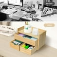 thumbnail image 3 of Bamboo Desk Organizer, Desktop Organizer with 3 Drawer, Tabletop Storage Organization Box for Bills, Countertop, Home Office Supplies, 3 of 14