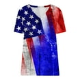 thumbnail image 4 of USSUMA Womens Summer Tops Trendy V Neck Funny Cute American Flag T Shirts for Women Short Sleeve Blouses Tops Dressy 4th of July Stars Striped Tunic Plus Size Shirts for Women, 4 of 5