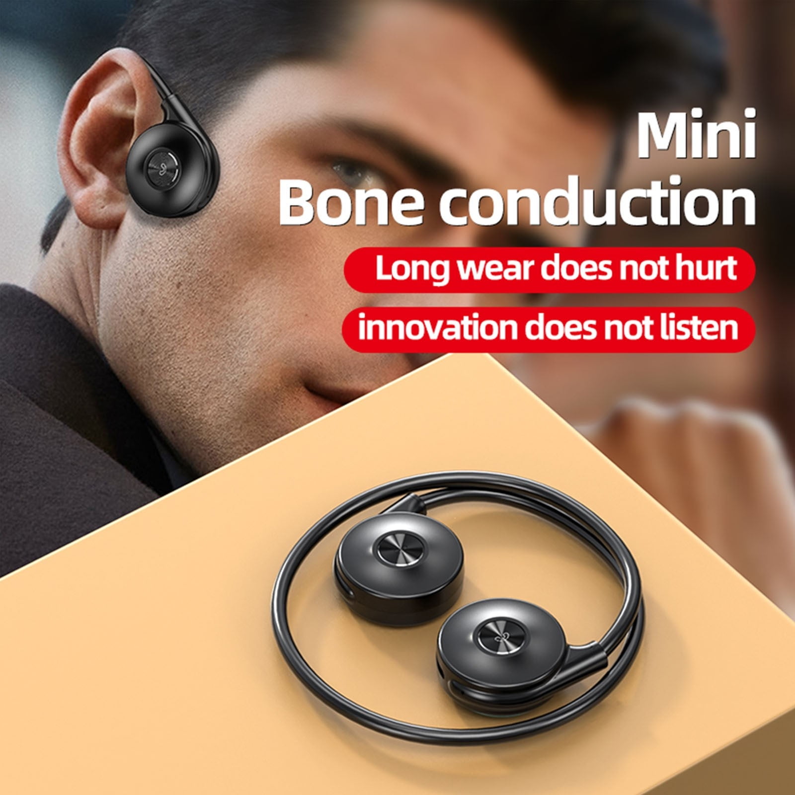 Bluetooth Wireless Headset – Wireless Bluetooth Headphones Outdoor Stereo Earbuds -Conduction Earphone Sports Headset Microphone
