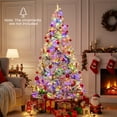 thumbnail image 3 of Patiojoy 7 FT Half Pre-lit Artificial Christmas Tree Hinged Xmas Tree with 852 Snow-flocked Branch Tips, 3 of 9