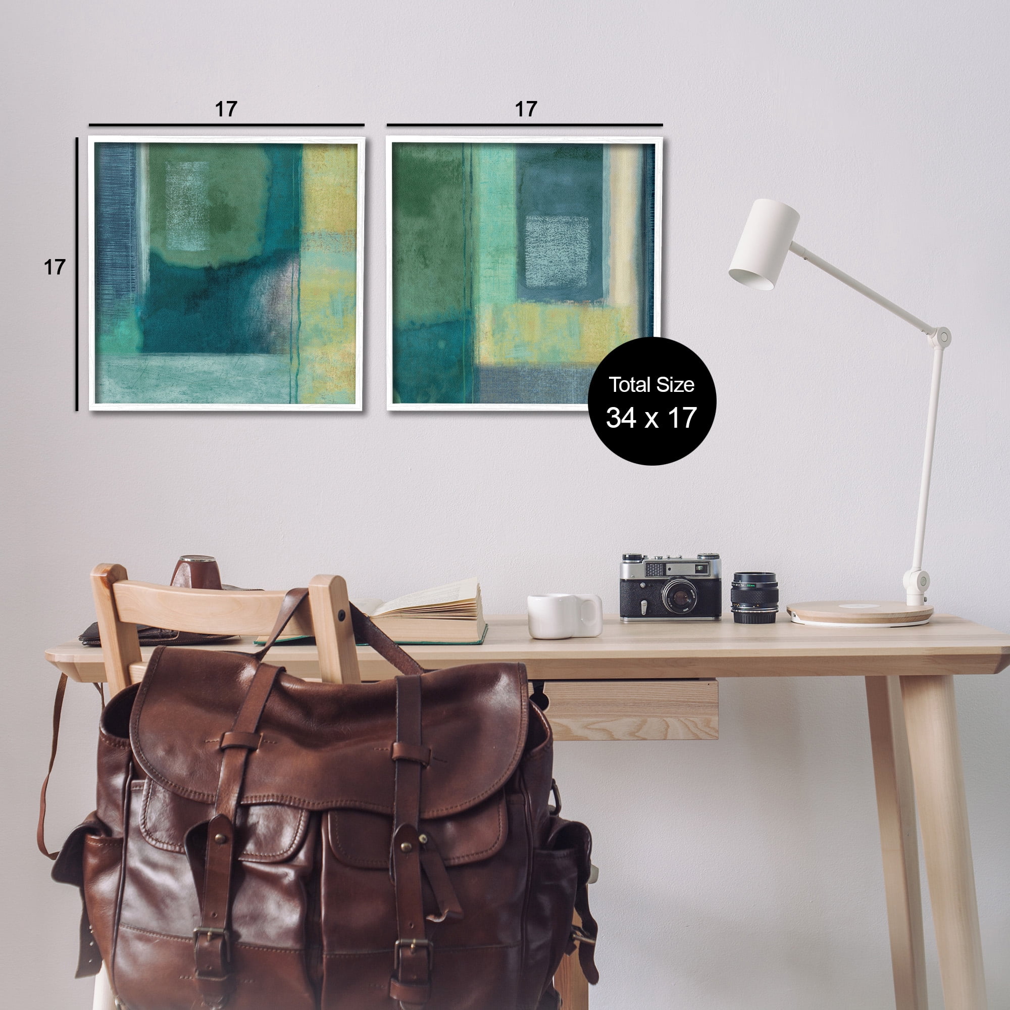 Stupell Industries Asymmetrical Soft Abstract Shapes Abstract Painting White Framed Art Print Wall Art, 17 x 17, Set of 2