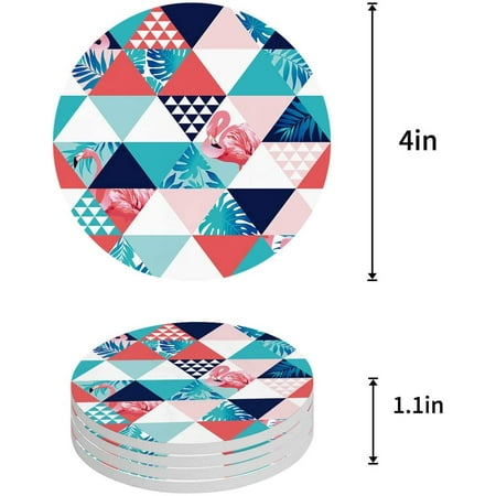 

KXMDXA Flamingo Set of 8 Round Coaster for Drinks Absorbent Ceramic Stone Coasters Cup Mat with Cork Base for Home Kitchen Room Coffee Table Bar Decor
