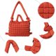 thumbnail image 5 of Bolso Hombro Acolchado Plisado Burbujas Popular Mochila Escolar Acolchada Gran Capacidad para Estudiantes F () Naranja, 5 of 9
