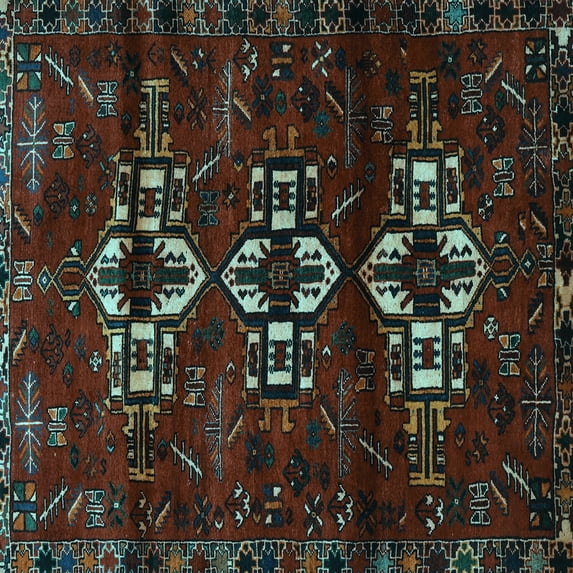 Ahgly Company Indoor Square Persian Light Blue Traditional Area Rugs, 8' Square