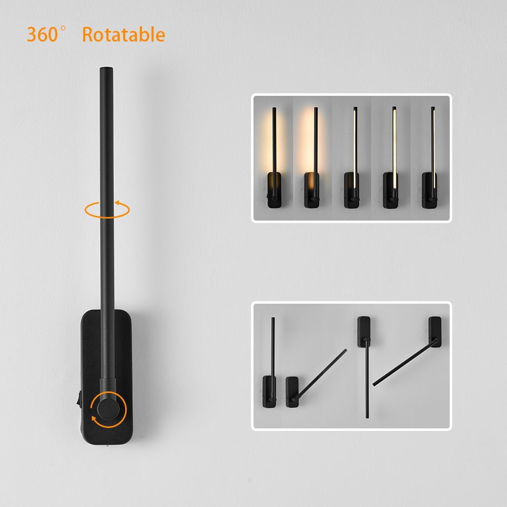 Rechargeable Wall Lights with Remote Control, LED Picture Lights for Bedroom, Wireless Magnetic Clip-On Art Light Fixtures, 3CCT-Dimmable in Black