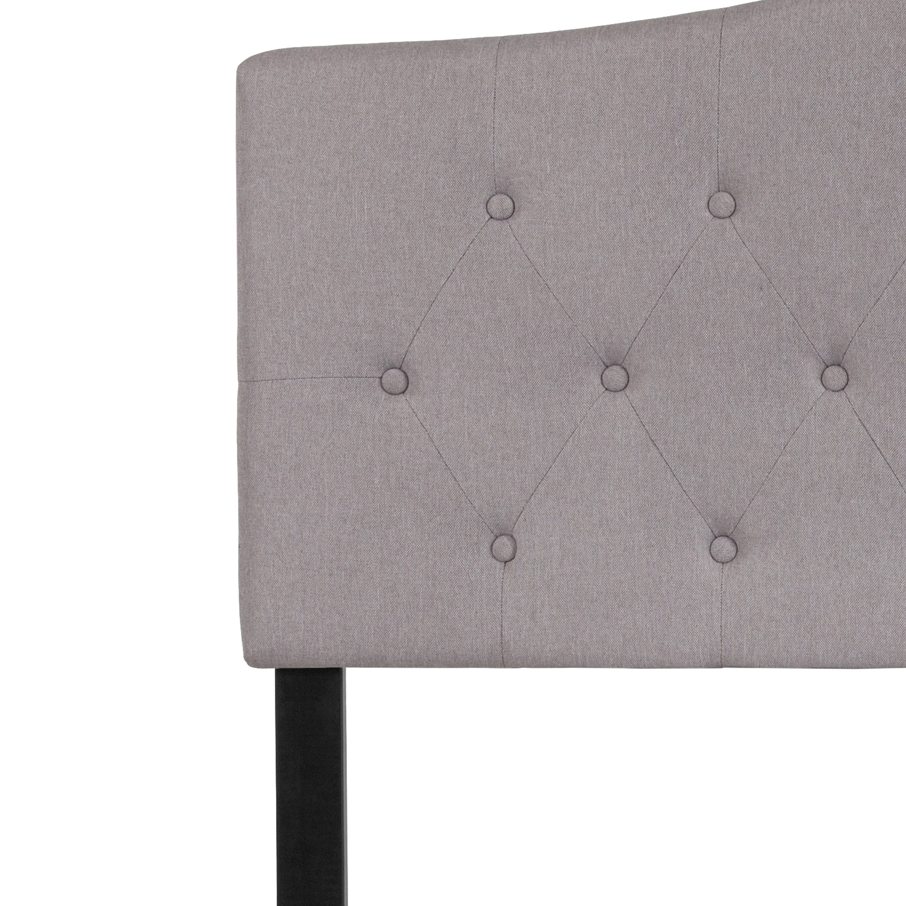 Emma + Oliver Arched Button Tufted Full Size Headboard in Light Gray Fabric