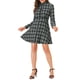 thumbnail image 5 of INSPIRE CHIC Vestido A-Line de Cuadros para Mujer con Botones y Cuello de Punta de Manga Larga XS Negro, 5 of 6