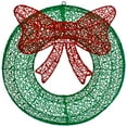 thumbnail image 2 of Northlight 24" LED Lighted Green Glitter Wreath with Red Bow Outdoor Christmas Decoration, 2 of 7