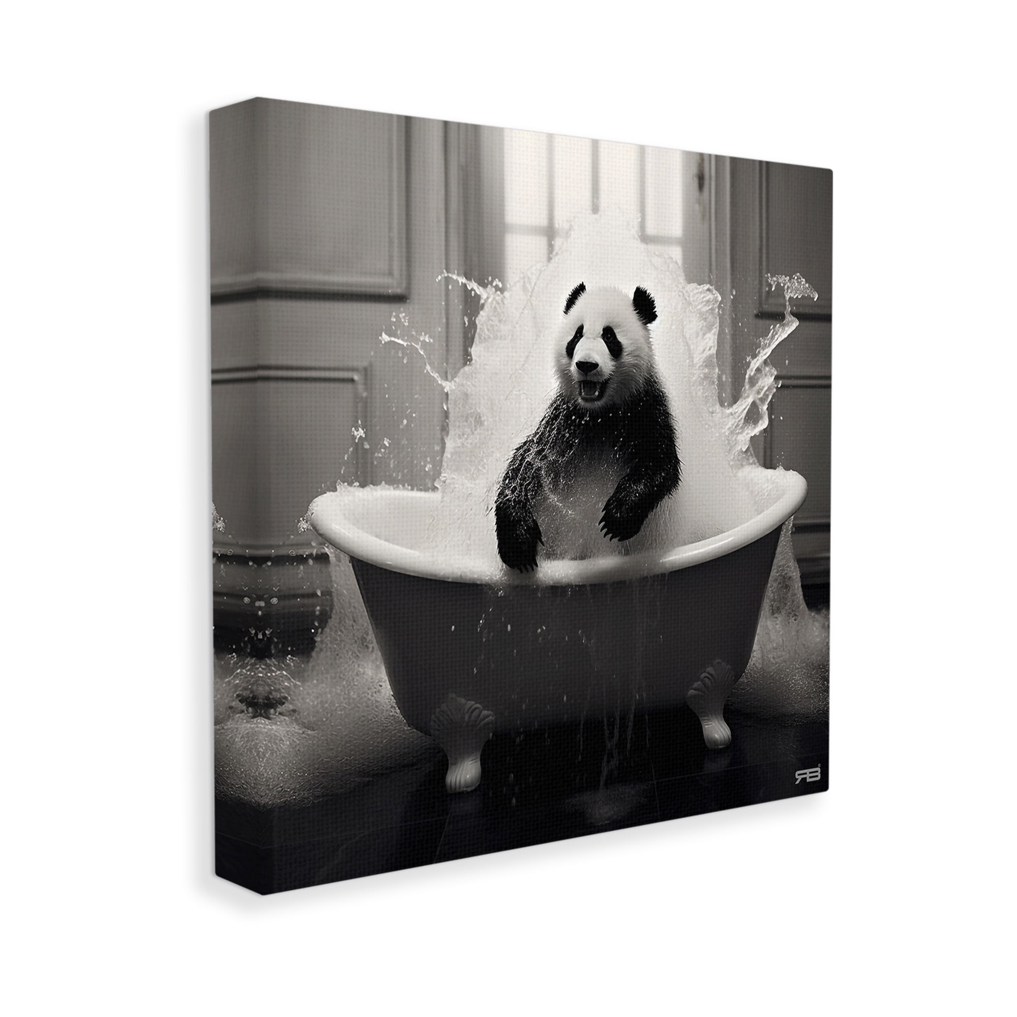 Stupell Industries Panda & Splashing Bathtub Animals & Insects Painting Gallery Wrapped Canvas Art Print Wall Art, 30 x 30