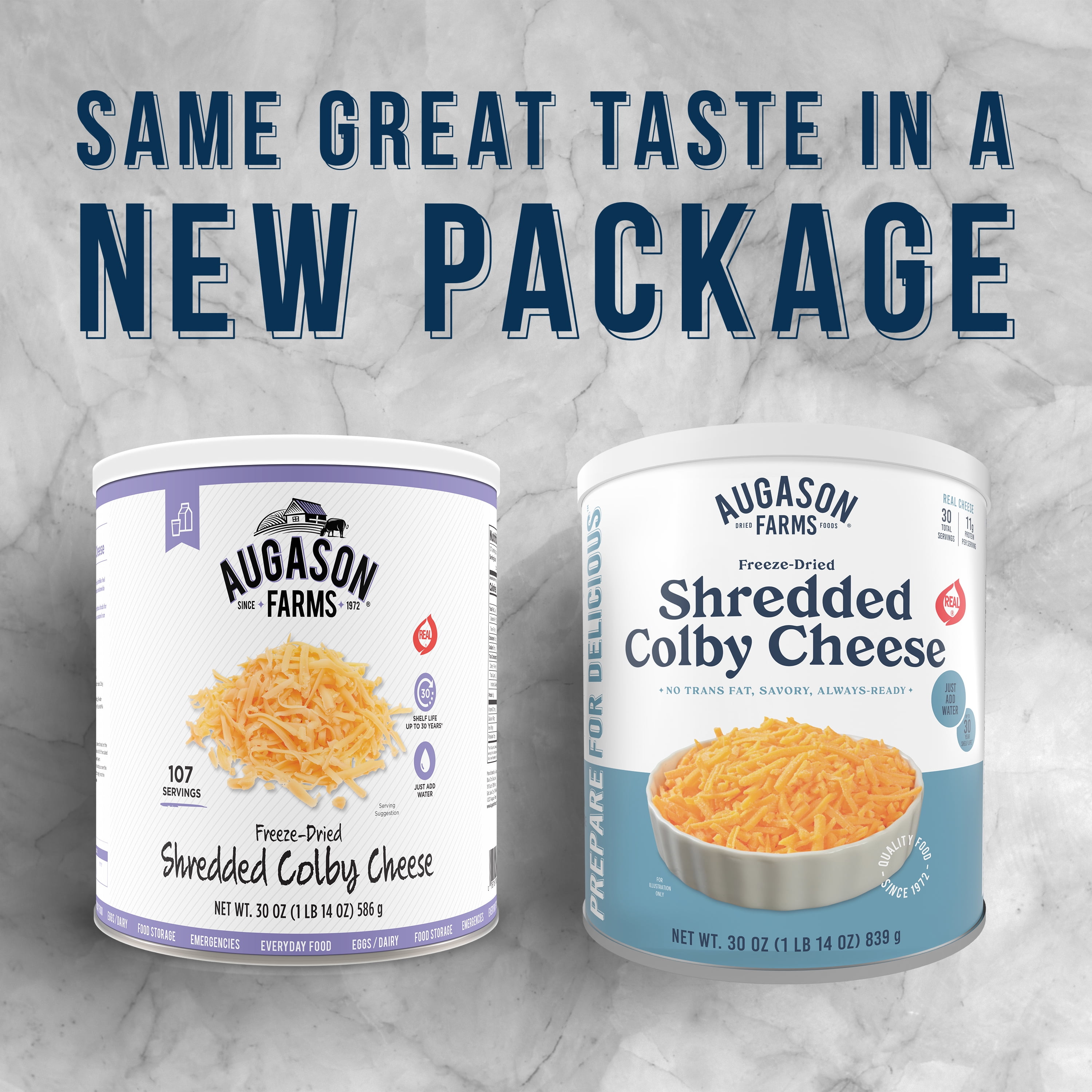 Freeze Dried Shredded Colby Cheese Can Emergency Food Supply, 30 Servings, 30 Year Shelf Life, Certified Gluten Free, Made with Real Milk, 11g Protein per Serving - Freeze Dried Cheese