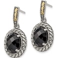 thumbnail image 2 of 14K/Silver Two-Tone Sterling Silver With 14K Antiqued Onyx Post Dangle Earrings (28 X 15) Made In Thailand qtc1013, 2 of 5