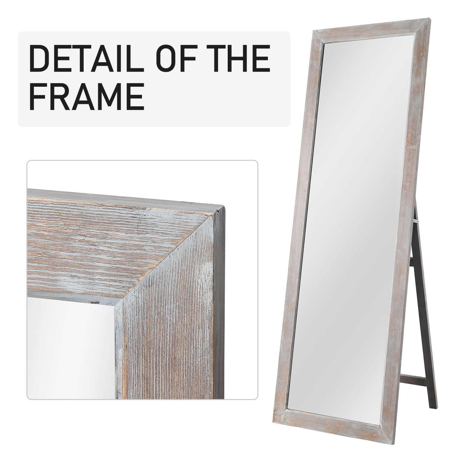 65"x22" Modern Rectangle Full Length Mirror Full Mirror Floor Mirror with Standing