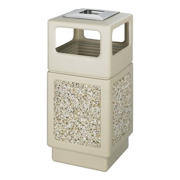 Safco Canmeleon Aggregate Panel 38 Gallon Trash Can with Ash Urn in Beige