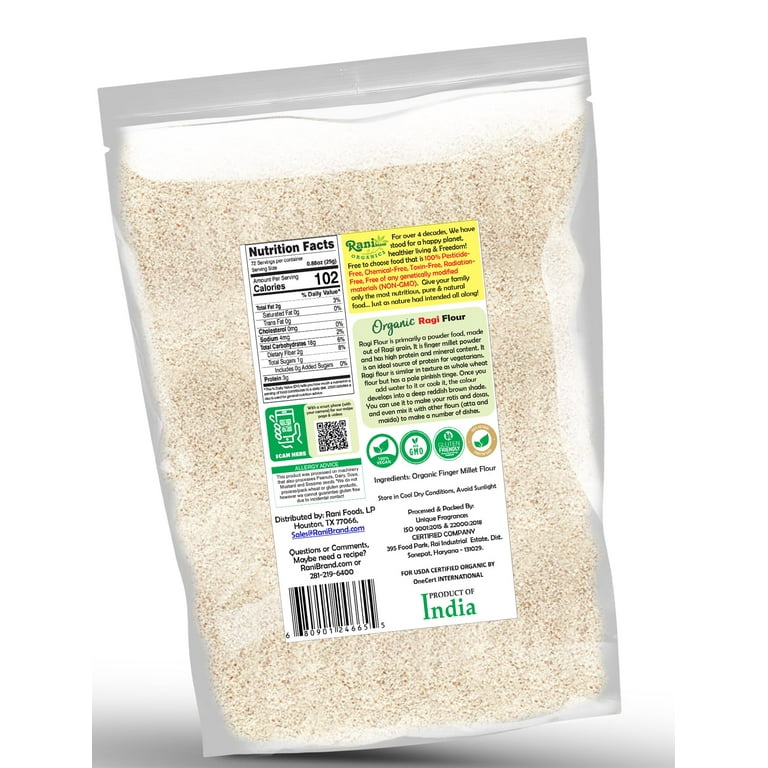 Rani Organic Ragi (Red Millet) Flour 64oz (4lbs) 1.81kg Bulk ~ All
