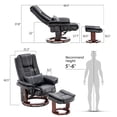 thumbnail image 5 of Mcombo Recliner with Ottoman Chair Accent Chair with Vibration Massage, Lumbar Pillow, Swivel Wood Base, Faux Leather 9096 (Black), 5 of 8