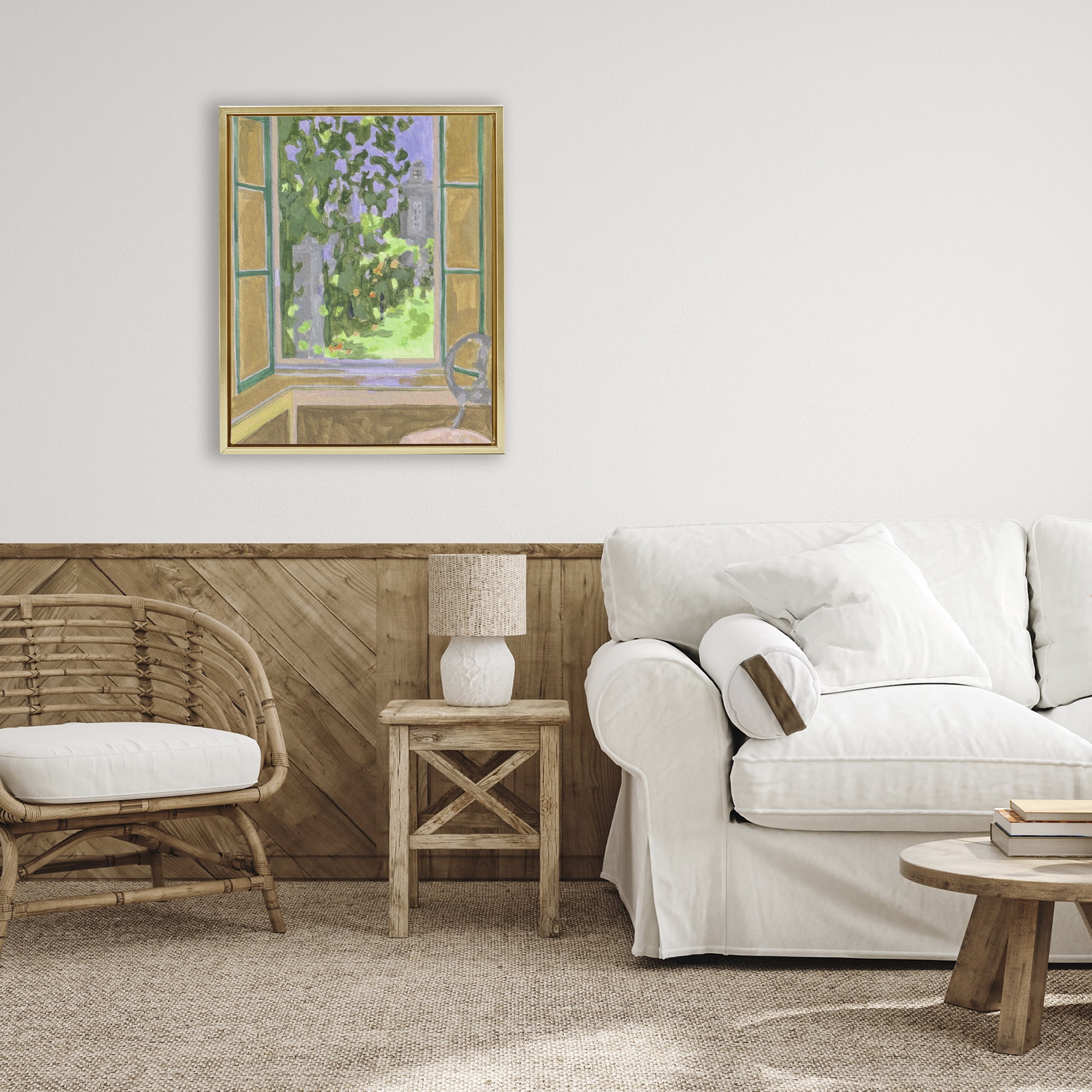 Seat For Spring Expression Gold Framed Floater Canvas Wall Art, design by Melissa Wang