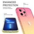 thumbnail image 3 of iPhone 15 Case, Rosebono Hybrid Glitter Sparkle Transparent Colorful Gradient Skin Cover Case For iPhone 15 (Gold/Pink), 3 of 4