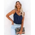 thumbnail image 5 of Oudiya Womens Silk Satin Tank Tops V Neck Camisole Spaghetti Strap Top Summer Basic Blouse, 5 of 6