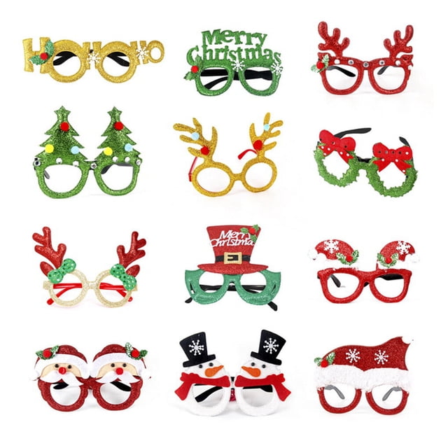 Bearachild Adornos navideños 2022 gafas de Navidad marco regalo para niños adultos Santa muñeco de nieve gafas Navidad decoración 2022 Año Kits de decoración para fiestas No.02