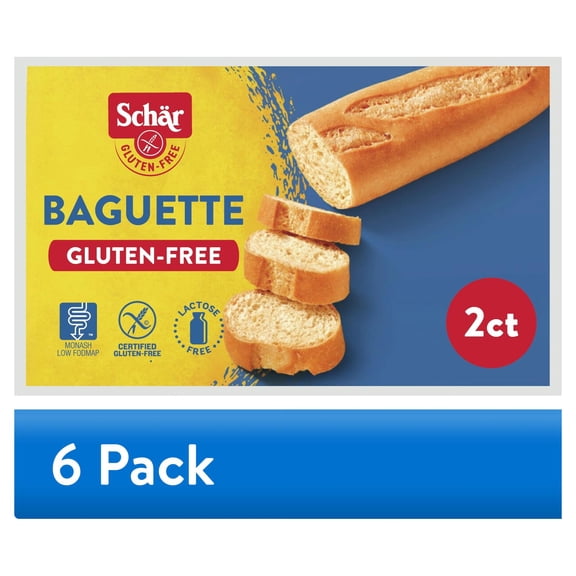 (6 pack) Schar Gluten Free Full Baguette French Bread Loaf, Regular, Shelf-Stable, 12.3 oz (2 Count)