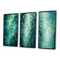 thumbnail image 3 of Designart "Coastal Bliss Abstract Cubist in Turquoise I" Abstract Painting Framed Wall Art Set Of 3 - Gold Modern Frame Canvas Set For Living Room Decor, 3 of 6
