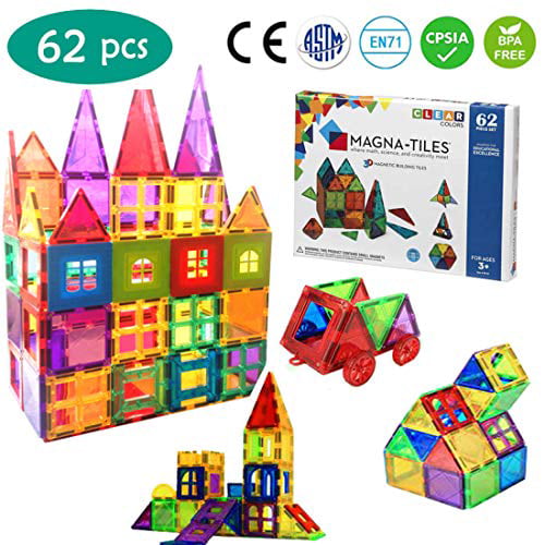 62pcs 3D Bricks Magnetic Construction Building Blocks Set Educational Kids Toys 
