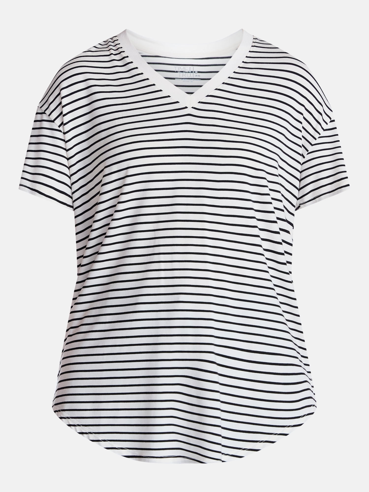Time and Tru Women's V-Neck Tunic Tee with Short Sleeves, Sizes XS-XXXL