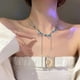 thumbnail image 4 of Collar Irregular para mujer, colgante de estrella de piedra de ojo de gato, circonita, perla, gota de agua, cadena OT, joyería diaria Simple de moda, 4 of 5