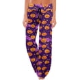 thumbnail image 2 of Halloween Pajamas Women Pumpkin Print Comfy Stretch Drawstring Pajamas Wide Leg Pants Soft Lounge Bottoms Cozy Sleepwear, 2 of 7