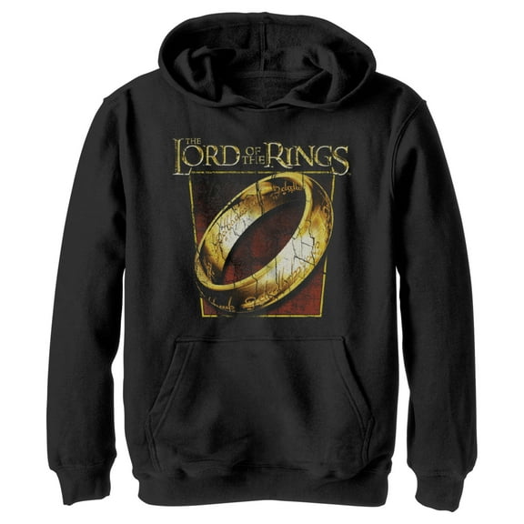 Boy's The Lord of the Rings Fellowship of the Ring Close-Up Ring  Pull Over Hoodie Black Small