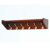 Wooden Mallet Hat and Coat Rack with 6 Brass Hooks in Mahogany