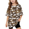 thumbnail image 2 of Girls Oversized Tie-Dye T-Shirt Brown Brushstroke Print Loose Short Sleeve Soft Stretchy Tee for Ages 6-14,Size 10 T, 2 of 9