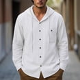 thumbnail image 2 of Dagugfen Cotton Button down Shirts for Men Hoodie Long Sleeve Lightweight Vacation Beach Breathable Shirts, 2 of 4