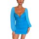 thumbnail image 1 of Txlixc Vestido de manga larga femenino, costura de malla, mallas de color sólido Txlixc moda, 1 of 8