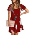 thumbnail image 4 of Patlollav Pocket Dresses for Women Summer Print Short-Sleeve V-Neck Casual Dress, 4 of 6