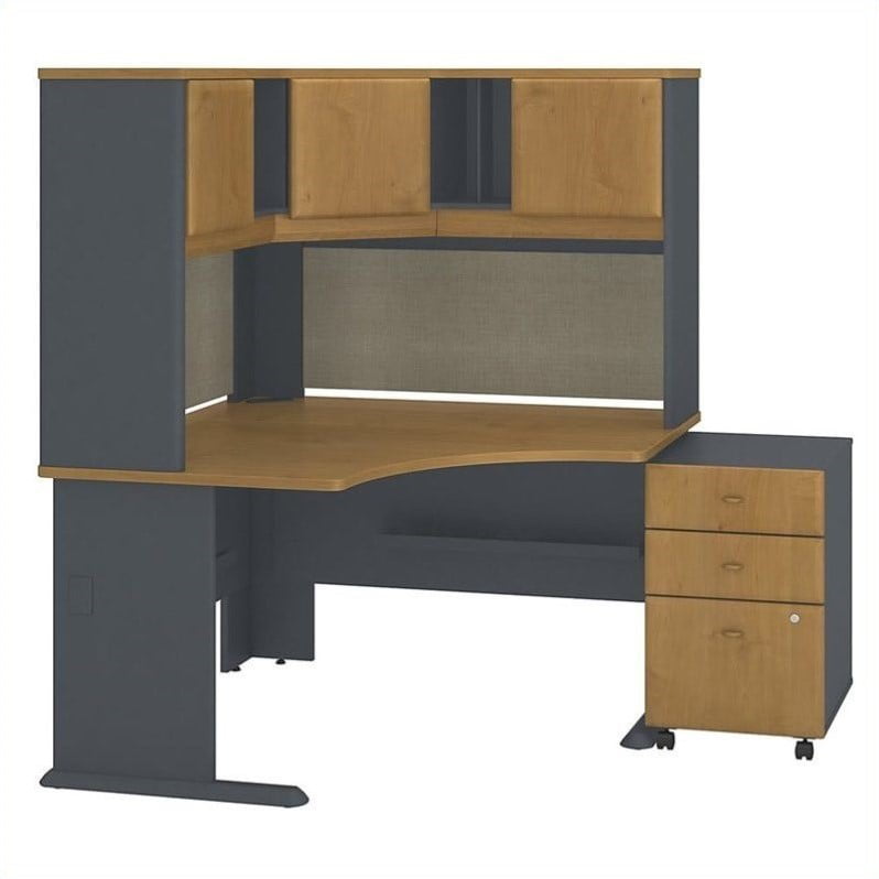 Series A 48W Corner Desk with Hutch and Mobile File