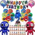 thumbnail image 2 of Pancarta de decoración para fiesta de cumpleaños de Rainbow Friends, adornos para tartas, juego de terror, vajilla de Rainbow Friends, globos, suministros para fiestas, 2 of 5