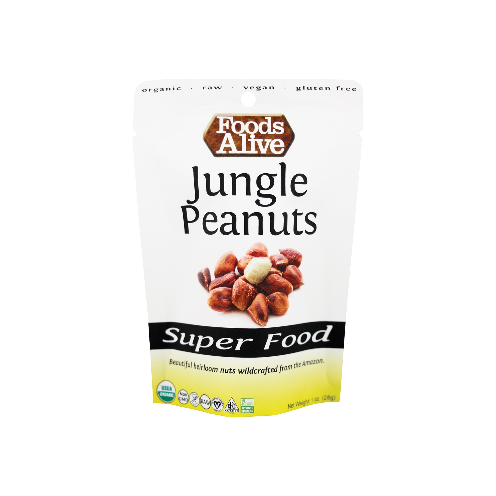 Foods Alive Organic Jungle Peanuts- Wild Heirloom Peanuts Harvested in the Amazon | 8oz Single Pack