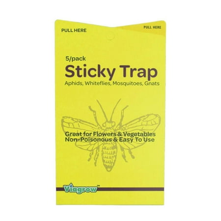 Insect trap, Yellow dual sided sticky insect trap for white flies, fungus Gnats, aphids, leafminers, pest control (5 pack, 25 traps)