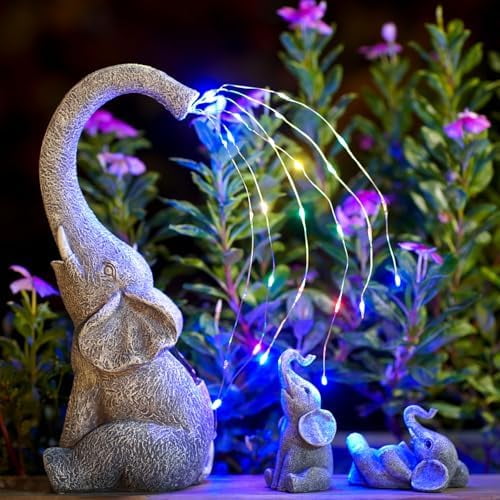 Elephant Statues for Garden Decor: Outdoor Sculptures for Lawn Ornaments - Porch Patio Balcony Front Yard Christmas Birthday Gifts for Mom Grandma Women$$Garden & Patio