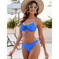 thumbnail image 2 of Women High Cut Bikini Sets String Sexy Swimsuit Two Piece Underwire Bathing Suit Brazilian Cheeky Cut Out Cute Swimwear, 2 of 15