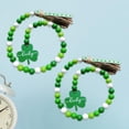 thumbnail image 3 of Guirnalda rústica de cuentas de madera de 2 piezas con cuerda de yute, cuentas de oración de trébol verde Verde blanco, 3 of 9