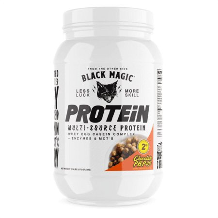 Black Magic Protein Powder Muscle Pre Post Workout Multi-Source Chocolate Peanut Butter Puffs Flavor (2lb) *EN