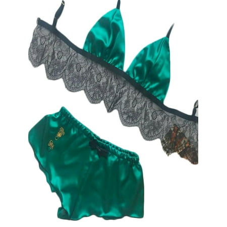 

Spring hue Women Satin Lace Sleeveless Summer Pajamas Set