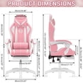thumbnail image 7 of Hoffree Gaming Chair with Massage PU Leather Office Chair with Footrest and LED Light Ergonomic Gamer Chair Lumbar Support Adjustable Headrest High Back Computer Chair for Home Office, 7 of 7