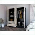 thumbnail image 3 of Chests & Wardrobes | Ron 70.8” Armoire with Drawers & Mirrored Cabinet | Black/Light Gray | Engineered Wood, 3 of 7